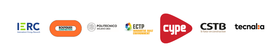 Selected networks and collaboration partners including IERC, Bouygues Construction, Politecnico di Milano, ECTP, CYPE, CSTB and Tecnalia